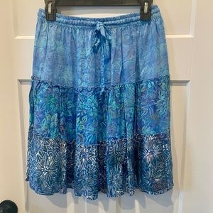 Women's Floral Print Ruffle Skirt, Purple, OS, Rayon, EUC